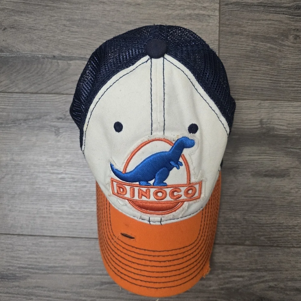 Dinoco Cars Nascar Disney Pixar Kids Velcro Hat Navy Orange Lightly Distressed